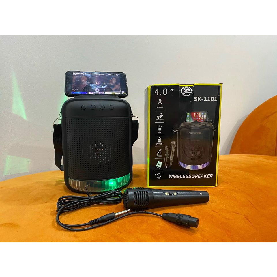 Loa Bluetooth SK 1101,Tặng Kèm Micro Hát Karaoke Âm Bass Hay - Chính Hãng THÁI LAN