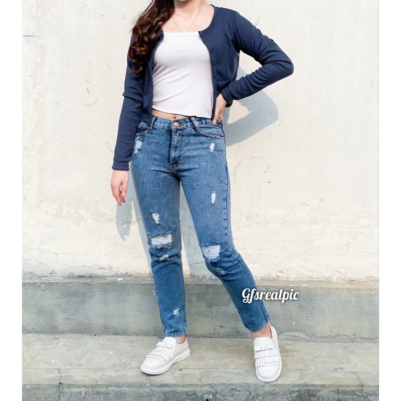 Aa.fashion LY LT MONACO Quần JEANS Rách Dành Cho Bạn Trai Tuổi Teen