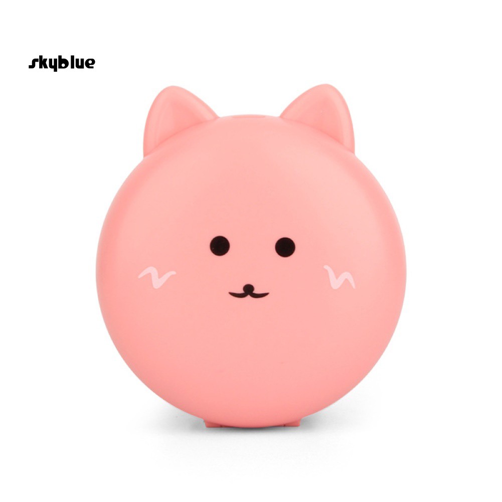 Quạt mini bỏ túi có đèn LED và gương trang điểm thiết kế hình mèo dễ thương cho nữ