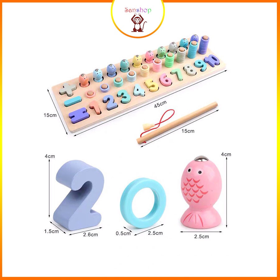 Bảng câu cá, số học cho bé - đồ chơi gỗ