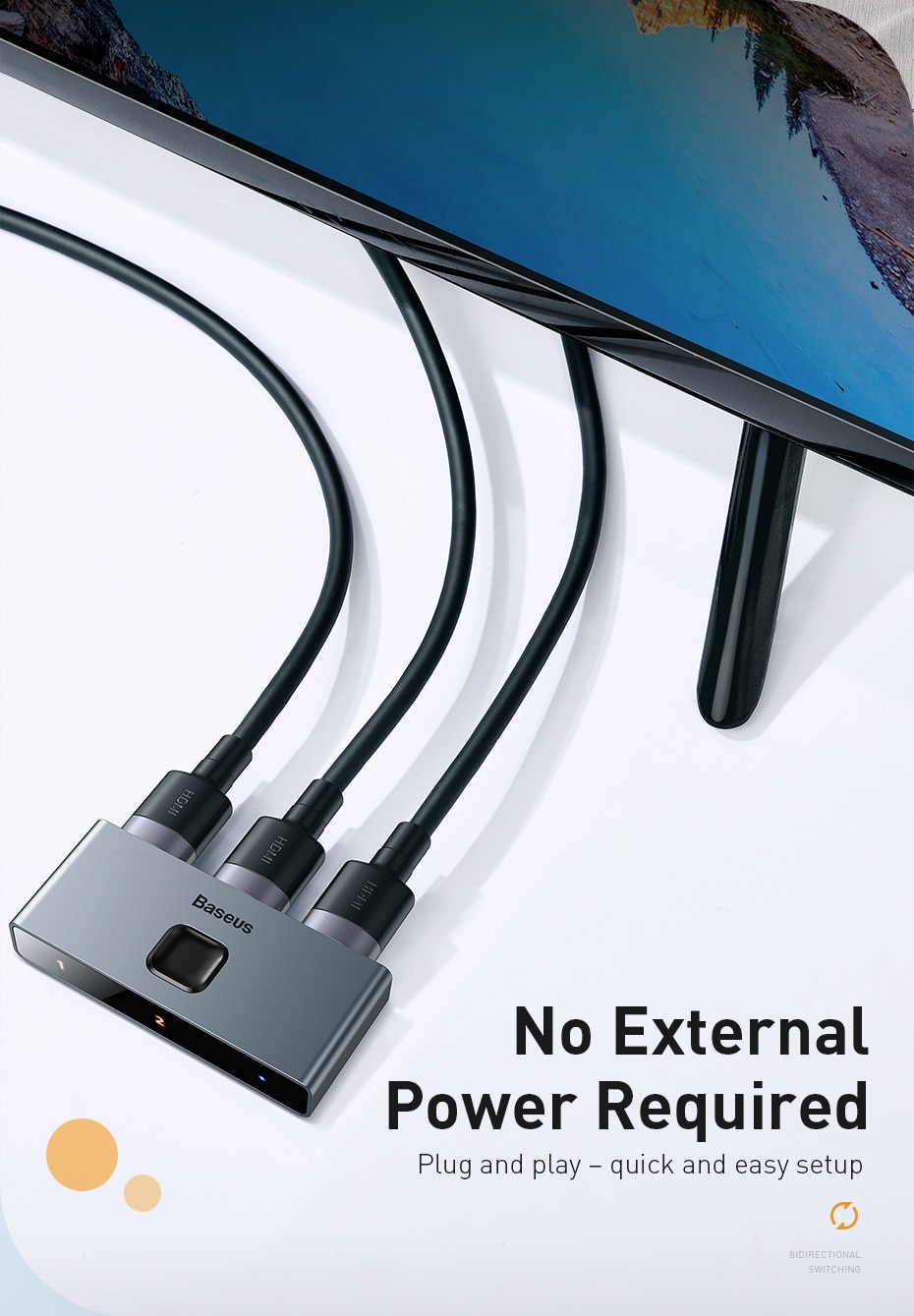 Baseus Bộ Chuyển Đổi Hdmi 4k 60hz 2 Cổng 1x2 / 2x1 Hdmi Cho Ps4 Tv Box | BigBuy360 - bigbuy360.vn