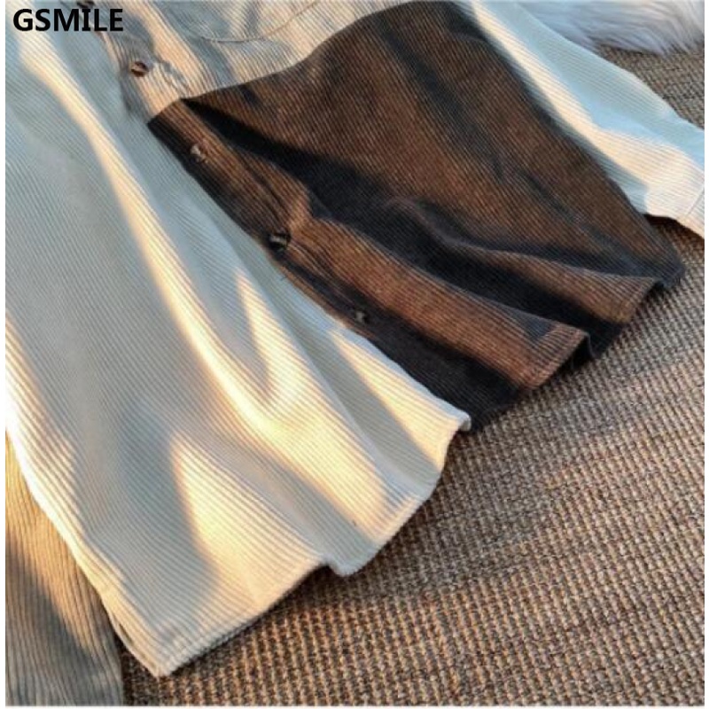 Áo Sơ Mi Dài Tay Phối Màu Gsmile Dáng Unisex Form Rộng Heybigall  Unisex