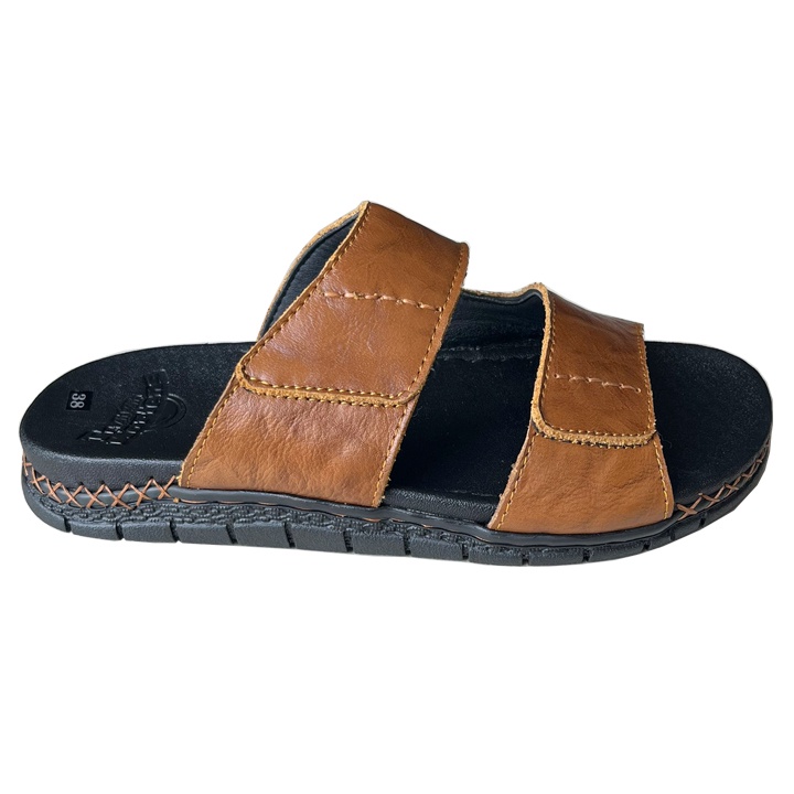 Dép Nam Đế cao 3cm da bò thật màu đen thời trang nam DNTH150