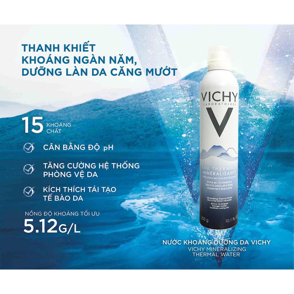 Xịt Khoáng Dưỡng Da Vichy cấp ẩm và bảo vệ da mineralizing thermal water 300ml