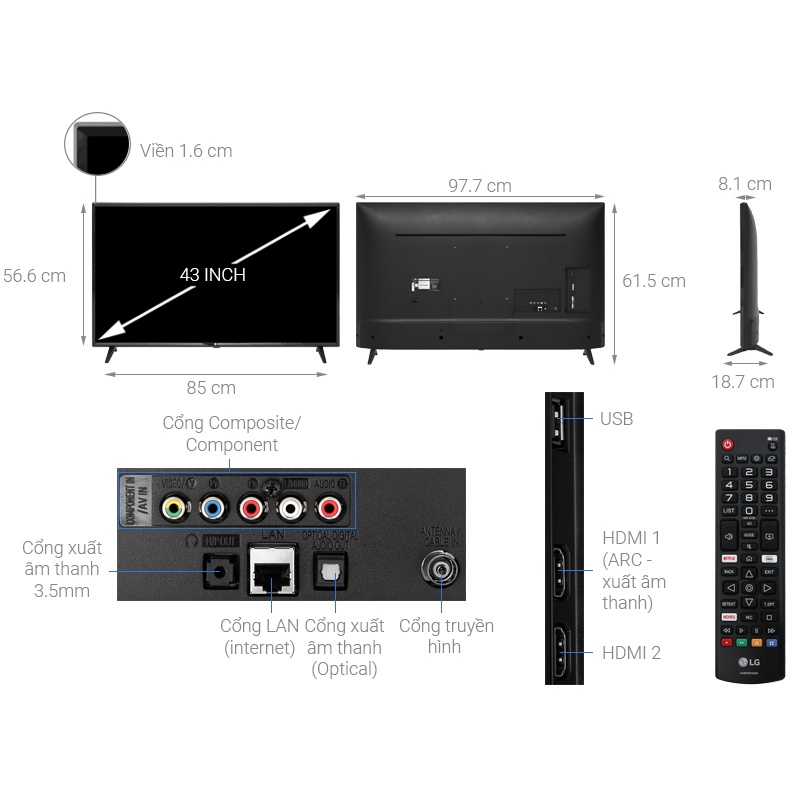 (Miễn phí vận chuyển Hà Nội) Smart Tivi LG 32 inch 32LM575BPTC ThinQ AI