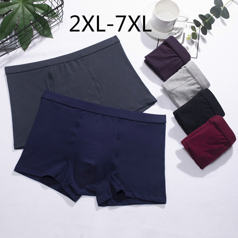 Nam Plus size boxer 2XL-7XL 3XL.4XL.5XL.6XL.7XL Quần lót cotton 3D liền mạch boxer màu trơn quần sho