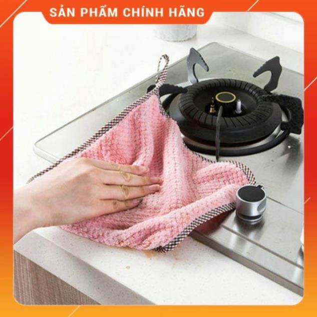 Khăn nhung lau tay nhà bếp siêu thấm có móc treo