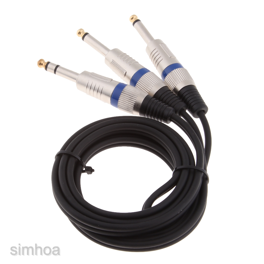 6.35mm 1/4&quot; TRS Stereo to Dual 1/4&quot; TS Mono Y Splitter Cable 1.5m