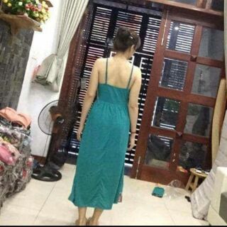 Đầm Maxi xanh thiên thanh sale 90%