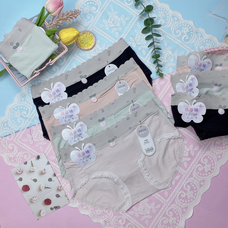 Quần lót cotton nữ cạp vừa mềm mại , co dãn kháng khuẩn thoáng mát tôn dáng đính nơ xinh