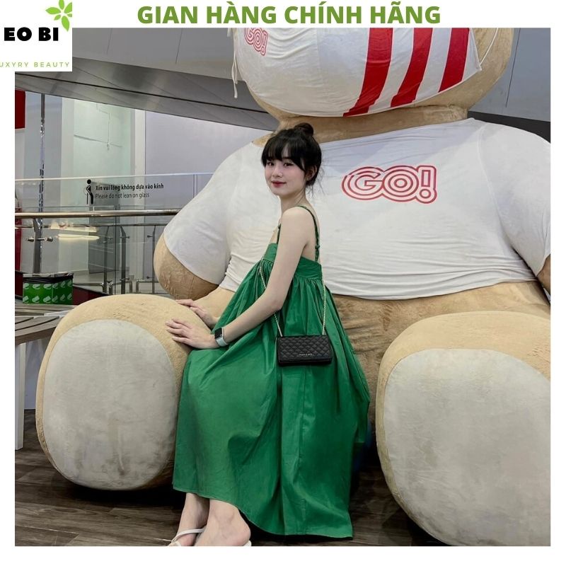 Đầm 2 dây babydoll 4 mầu V11 váy maxi đi biển kiểu dáng hàn quốc ulzzang tiểu thư dễ thương ulzzang -EOBI