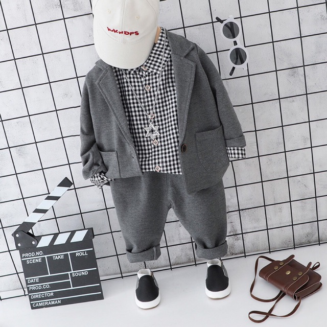 Cả Set Vest Cho Bé Trai Diện Tết 3 Chi Tiết Áo Sơ Mi Áo Vest Và Quần Dài Phong Cách Hàn Quốc - Candy House