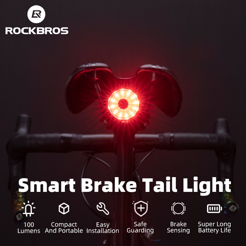 Rockbros Đèn Phanh Cảm Biến Thông Minh Chống Thấm Nước Kèm Sạc USB Chuyên Dụng Cho Xe Đạp Leo Núi