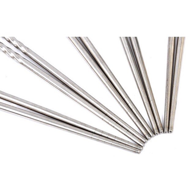Bộ 5 Đôi Đũa Inox 304 Xoắn Đầu Phong Cách Hàn Quốc, Đũa Inox Xoắn Chống Trơn Trượt