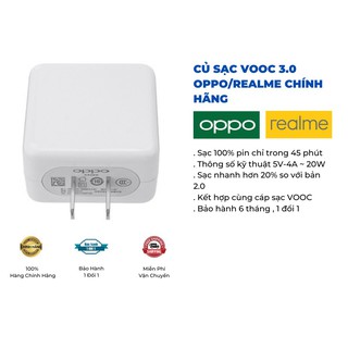 Củ Sạc VOOC 3.0 OPPO/REALME Chính Hãng - Bảo Hành 6 Tháng 1 Đổi 1