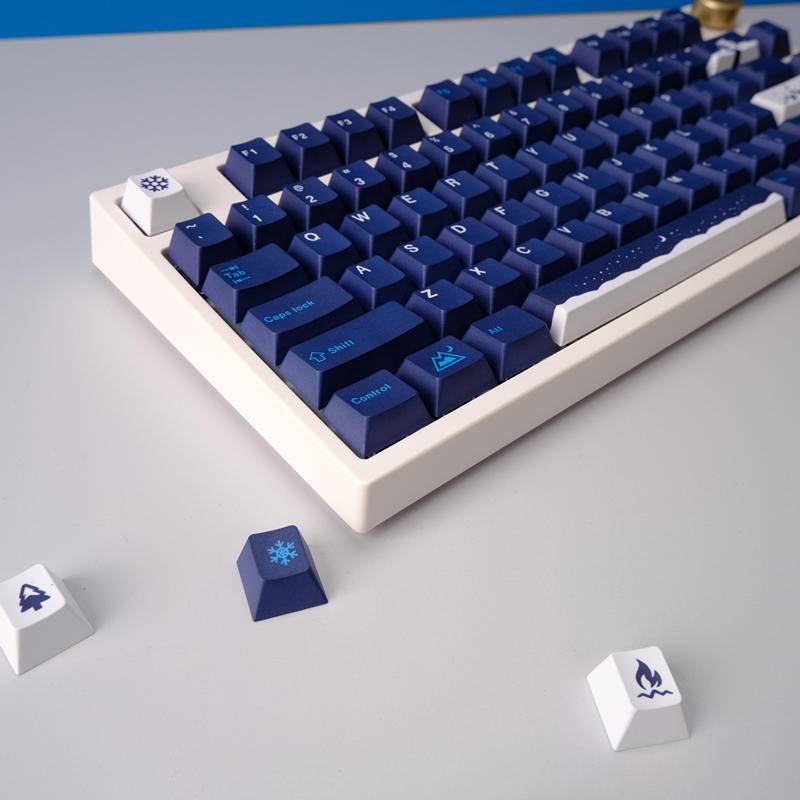 GMK Snowy night keycaps, 129 phím keycaps Cherry Profile DYE-SUB Cá nhân hóa GMK Keycaps cho Bàn phím cơ / Bàn phím cơ chơi game