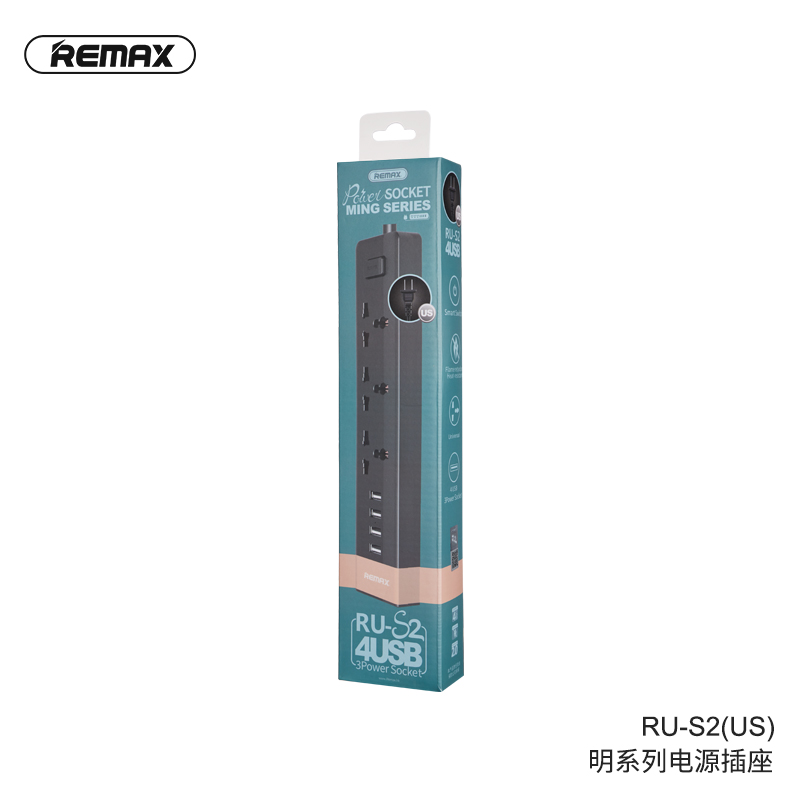 POWER Ổ Cắm Sạc Thông Minh Remax Ru-S2 4 Cổng Usb 3 Cổng Tiện Dụng