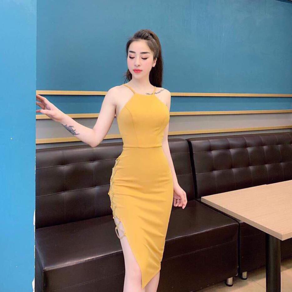 Đầm BODY Cổ Yếm Xẻ Tà Đan Dây Đẹp 💖