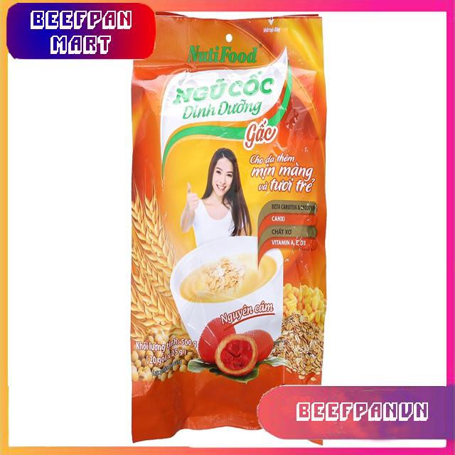 [FREESHIP]Ngũ cốc dinh dưỡng nguyên cám vị gấc NutiFood bịch 500g| SỮA ĂN SÁNG| BÁNH ĂN SÁNG| BÁNH | BỘT NGŨ CỐC DINH DƯ