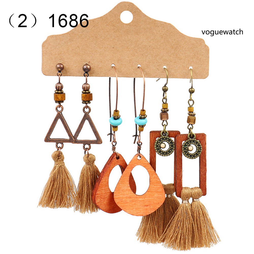 ✿Vog VOG VOG VOG VOG✿Bộ 3 Đôi Khuyên Tai Nữ Phong Cách Bohemian Xinh Xắn