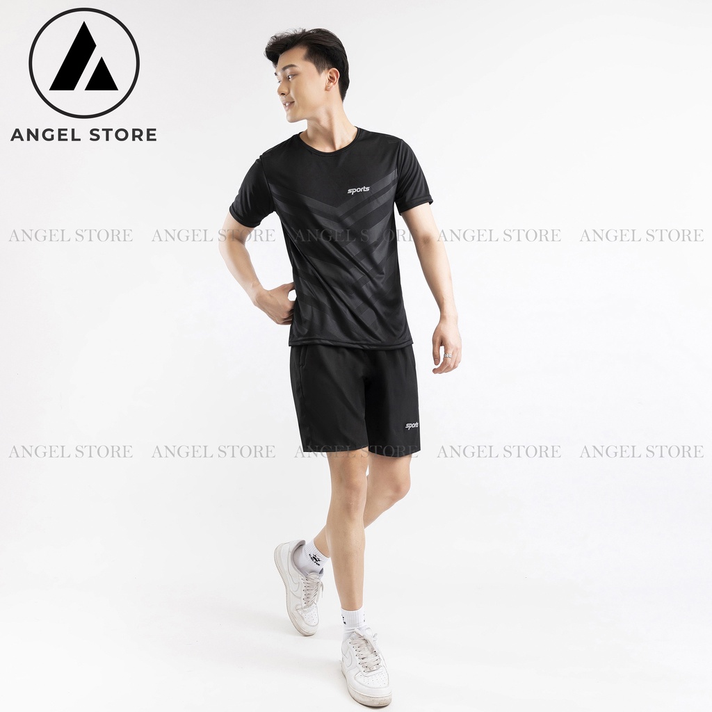 Bộ quần áo thể thao nam ANGEL STORE, sét áo thun quần đùi nam SPORT chất thun lạnh co giãn đa chiều năng động HBSP1