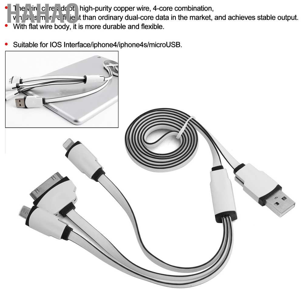 2 Dây Cáp Sạc 3 Trong 1 Dài 1m Cho Ios Giao Diện Giao Diện Microusb / Iphone4S / Microusb