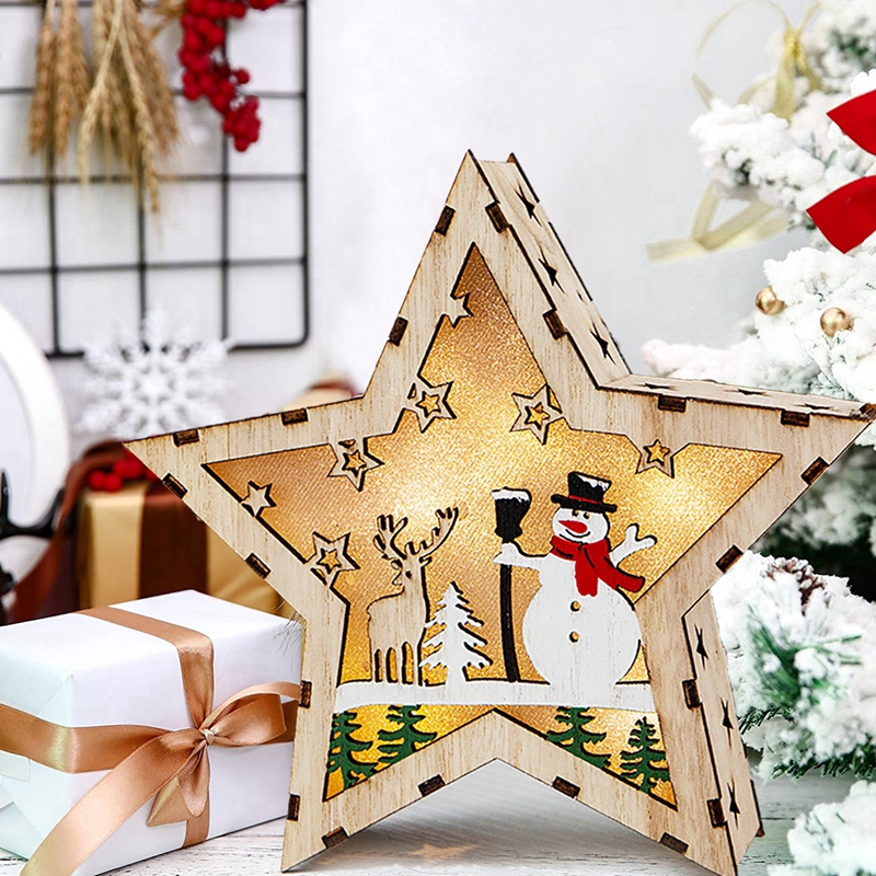 Đèn Led Hình Ngôi Nhà Gỗ Ông Già Noel / Người Tuyết Trang Trí Giáng Sinh