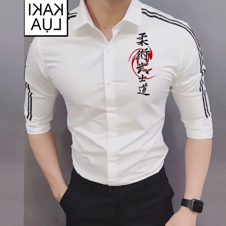 Áo Sơ Mi Nam Phối Viền Họa Tiết Thư Pháp Cao Cấp | Form Chuẩn Shop SM02 - Hương Nemo Style