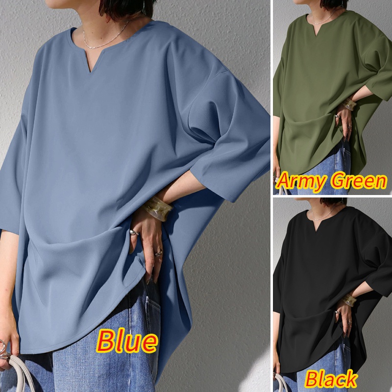 Áo sơ mi Zanzea tay dài cổ chữ V phong cách giản dị thời trang Hàn Quốc cho nữ