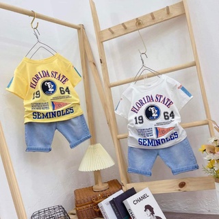 Bộ Bé Trai Cộc Tay Size Đại 💥 FREESHIP 💥Bộ Áo Phông Và Quần Jean Bé Trai
