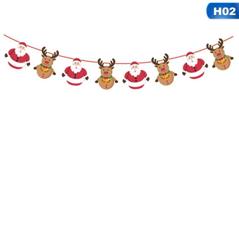 Christmas Hanging Bunting Banner Paper Flags Window Scene Decoration 2PCS