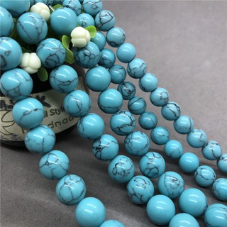 Blue Banded Turquoise Bead 4-12mm Round Natural Loose Stone Bead DIY for Jewelry