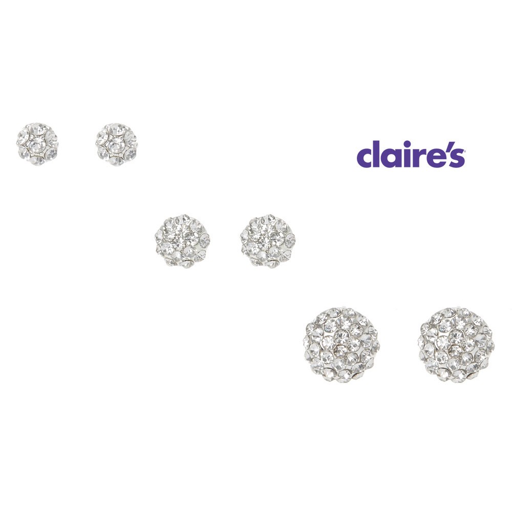 Bộ 3 đôi khuyên tai mỹ ký Claire's hàng xuất USA