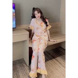 Pijama tay ngắn viền bèo