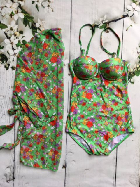 Bikini cúp ngực hoa nhí (kèm áo khoác tone siệt tone) | BigBuy360 - bigbuy360.vn