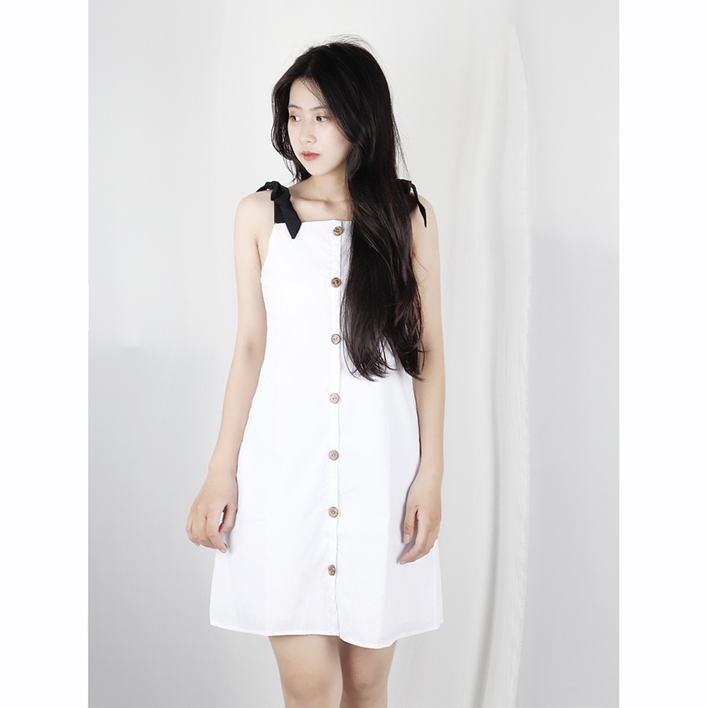 Đầm hai dây thắt nơ dáng suông dễ thương RD022