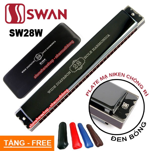 Kèn harmonica Swan Tremolo 28 Lỗ Key C Cao Cấp SW28W