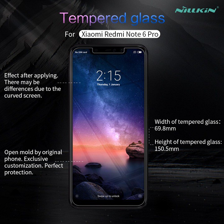 Miếng dán kính cường lực Xiaomi Redmi Note 6 / 6 Pro hiệu HBO  - hàng chính hãng