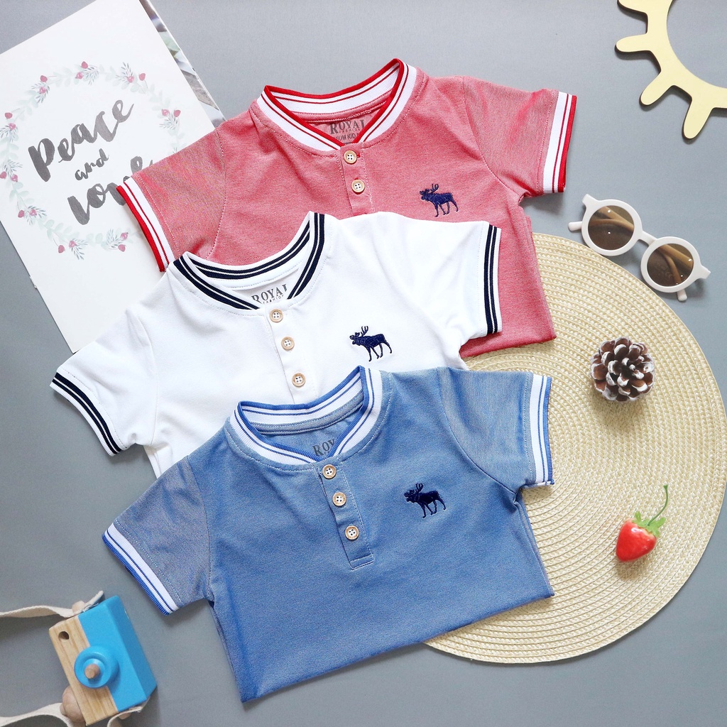 Áo polo Bé trai cao cấp cho Bé cổ Bomber vải cá sấu Mỹ