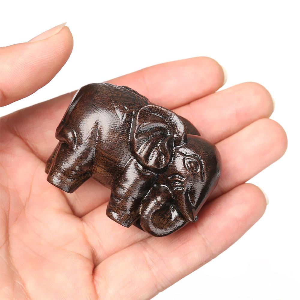Set 1 / 2 Tượng Voi Mini Bằng Gỗ Tự Nhiên Trang Trí Tiểu Cảnh Sân Vườn
