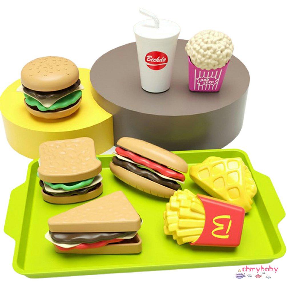 【OMB】 Children's Play House Toys Detachable Simulation Hamburger Bread French Set