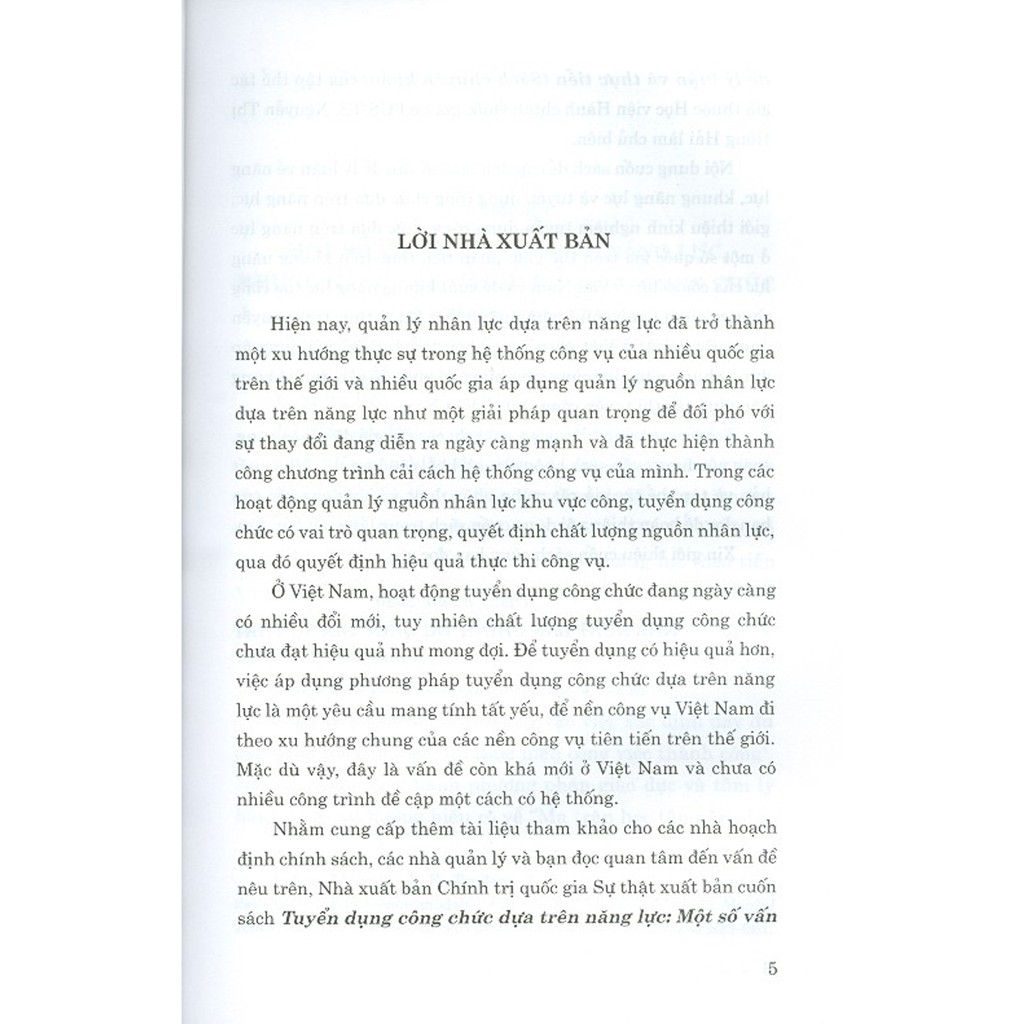 Sách - Tuyển Dụng Công Chức Dựa Trên Năng Lực – Một Số Vấn Đề Lý Luận Và Thực Tiễn (Sách Chuyên Khảo) | BigBuy360 - bigbuy360.vn