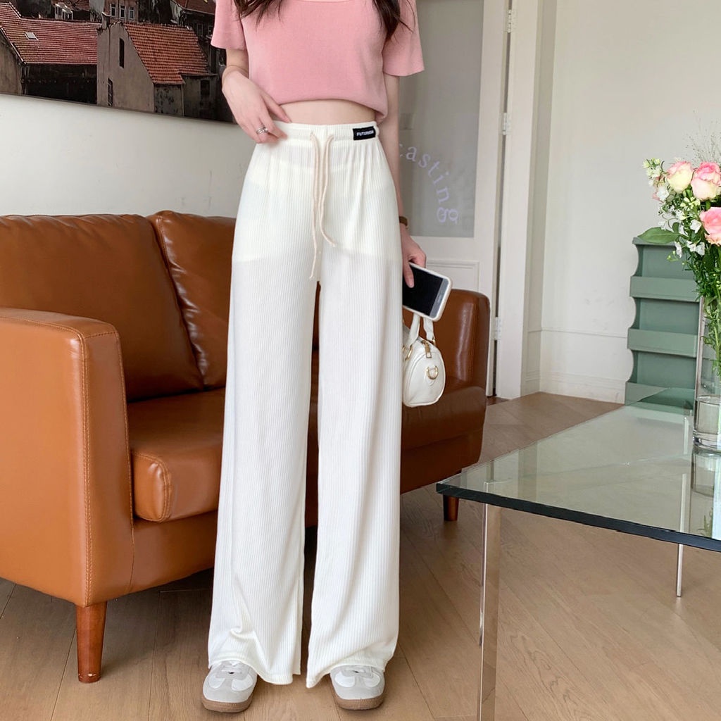 Quần Dài Lưng Cao Ống Rộng Thiết Kế Mới Thời Trang Theo Phong Cách Hàn Quốc Dành Cho Nữ