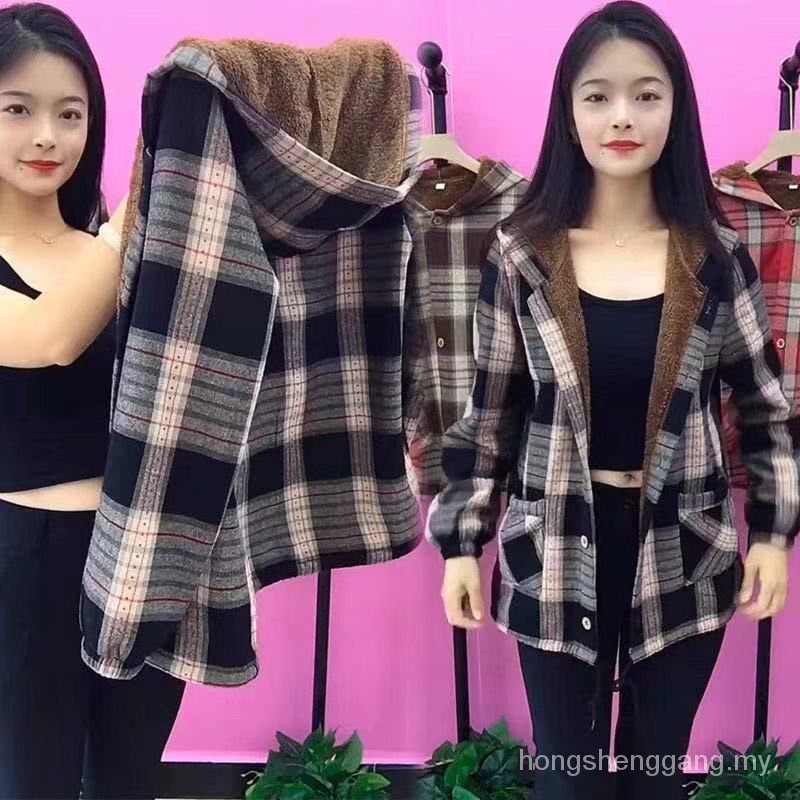 Áo sơ mi caro form rộng thời trang thu đông cho nữ