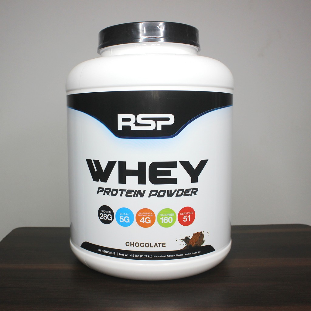 Sữa tăng cơ cao cấp Whey Protein Powder của RSP hương Chocolate hộp 51 lần dùng hỗ trợ tăng cơ, giảm cân đốt mỡ
