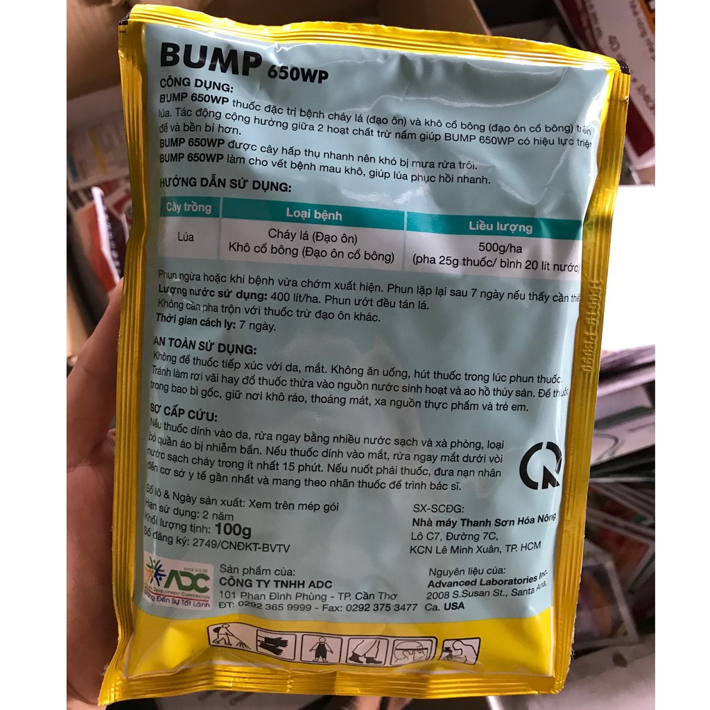 Thuốc Trừ Đạo Ôn Lá Đạo Ôn Cổ Bông Lúa BUMP 650WP gói 100gr