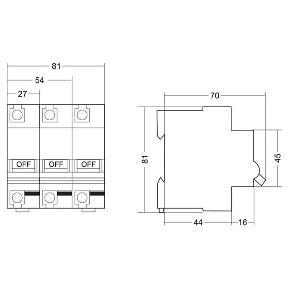 Cầu dao tự đông , MCB 2P 80A - 100A dòng cắt 10kA PS100H SINO PS100H/2/D100 , PS100H/2/D80