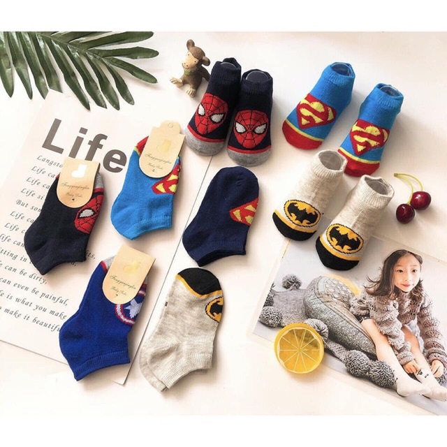 Set 5 tất vớ siêu nhân superman cho bé size 0-6M