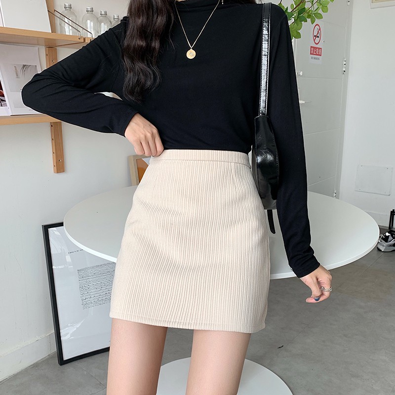 Chân váy Ngắn Chất nhung Lưng cao Dáng chữ A Ulzzang Hàn Quốc Chân váy trơn ngắn cạp cao | BigBuy360 - bigbuy360.vn