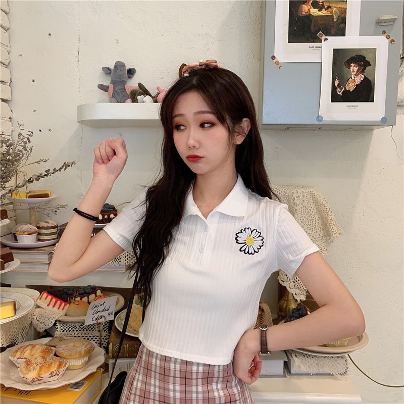 ❤️❤️áo polo Dệt Kim Ngắn Tay Thêu Họa Tiết Thời Trang Mùa Hè Hàn Quốc Cho Nữ | BigBuy360 - bigbuy360.vn